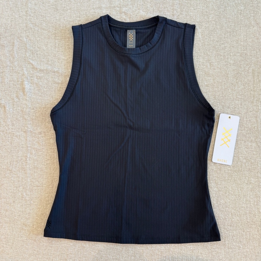 RHONE Black Ribbed Tank Top - Picture 2 of 9
